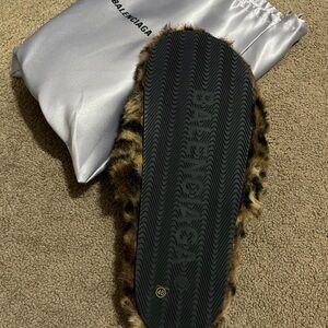 Balenciaga Animal Print Fur Slides